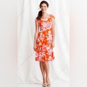 NWT Land's End Sleeveless Floral Drape Midi Dress Med Rayon